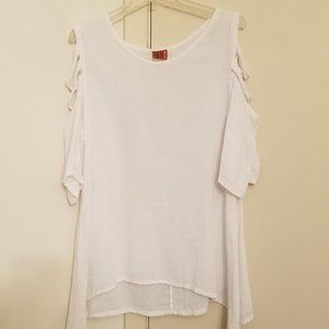 Oh My Gauze white cold shoulder top